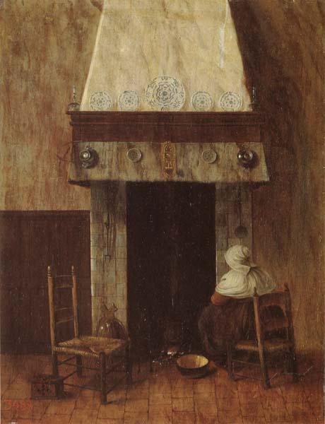 Jacobus Vrel An Old Woman at he Fireplace oil painting image